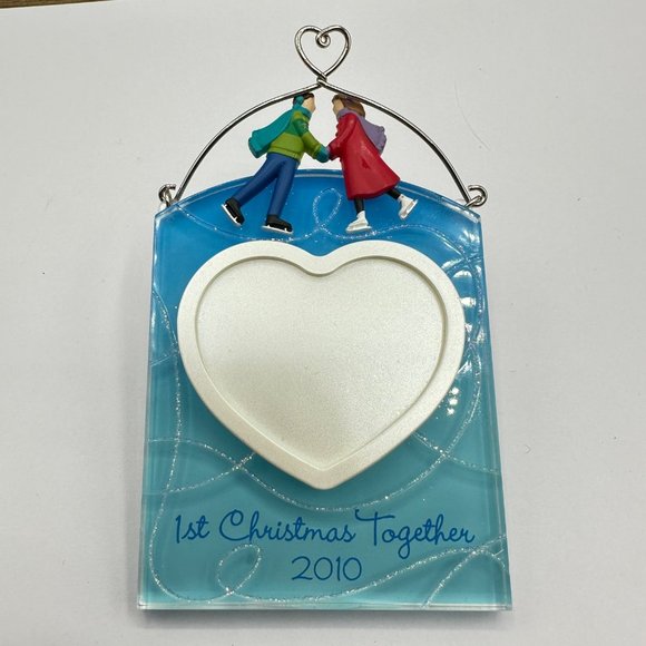 Hallmark Keepsake First Christmas Together Ornament 2010 Photo Holder Heart Skat - Picture 2 of 8